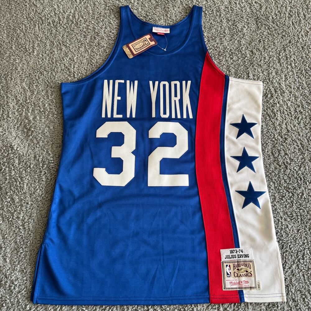 100% Authentic Julius Erving Mitchell Ness NBA New York Nets 73-74 Jersey L 44